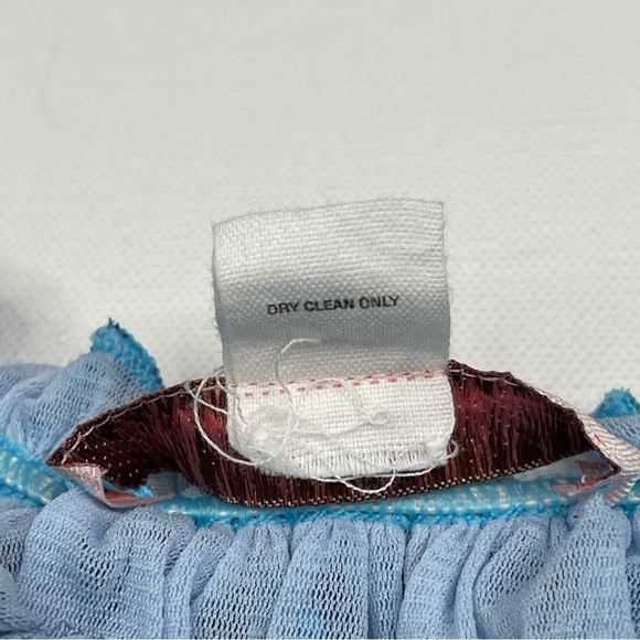 Y2K Babydoll Top Tank Silk Fairy Cottagecore Whimsigoth Romantic Milkmaid Blue - Picture 12 of 14